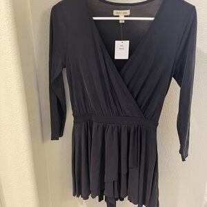 Silence + Noise Charcoal Wrap Blouse